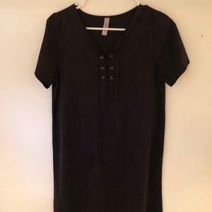 Faux suede midi dress